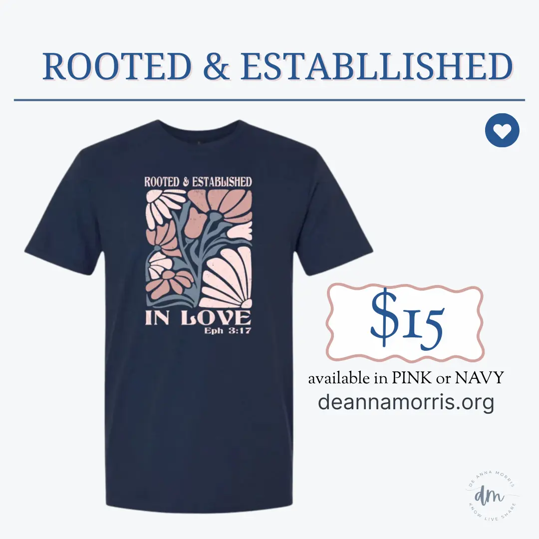 Rooted and established in love t-shirt